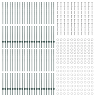 Pali per Recinzione 44 pcs U-Channel Verde 200 cm Acciaio