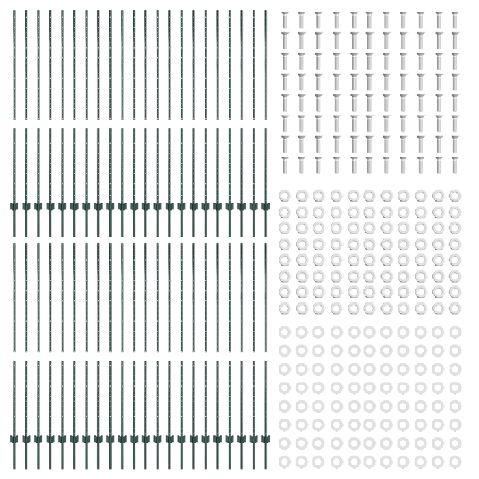 Pali per Recinzione 44 pcs U-Channel Verde 200 cm Acciaio
