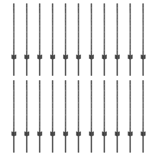 Pali di recinzione 22 pcs U-Channel grigio 120 cm in acciaio