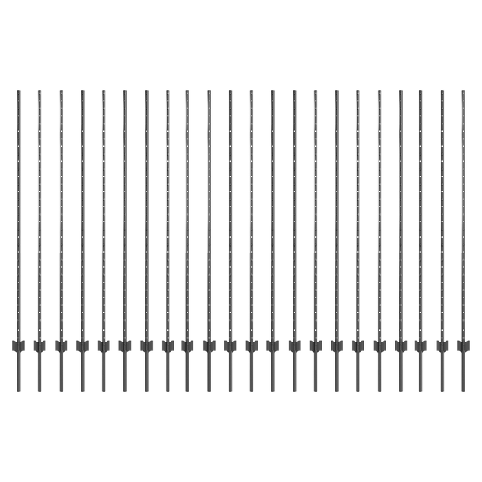 Pali per Recinzione 44 pcs U-Channel Grigio 200 cm Acciaio