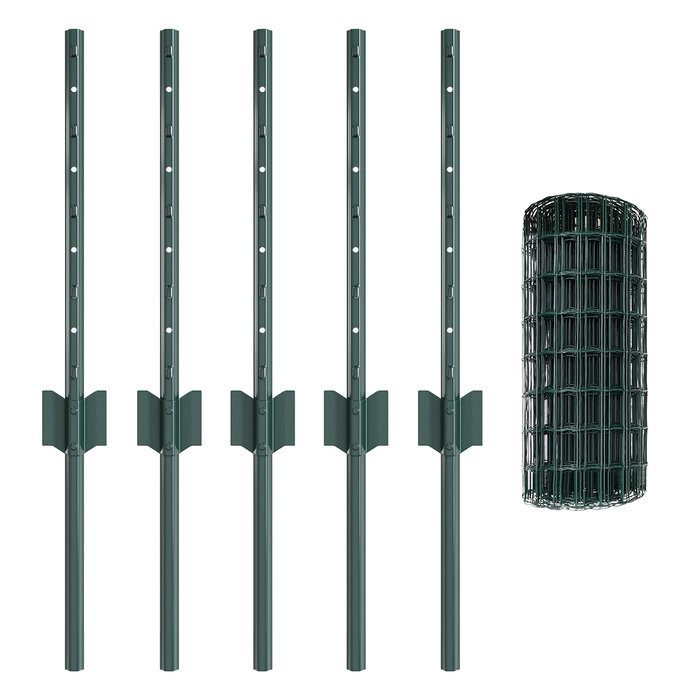 Recinzione Euro con 5 Pali U Verde 0,4x10 m Metallo