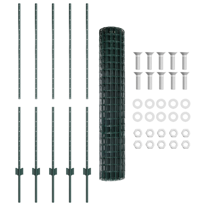 Recinzione Euro con 5 Posti U Verde 1.4x10 m Acciaio