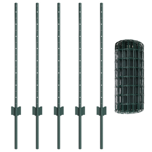 Recinzione Euro con 5 pali a U, Verde, 0.8x10 m Acciaio