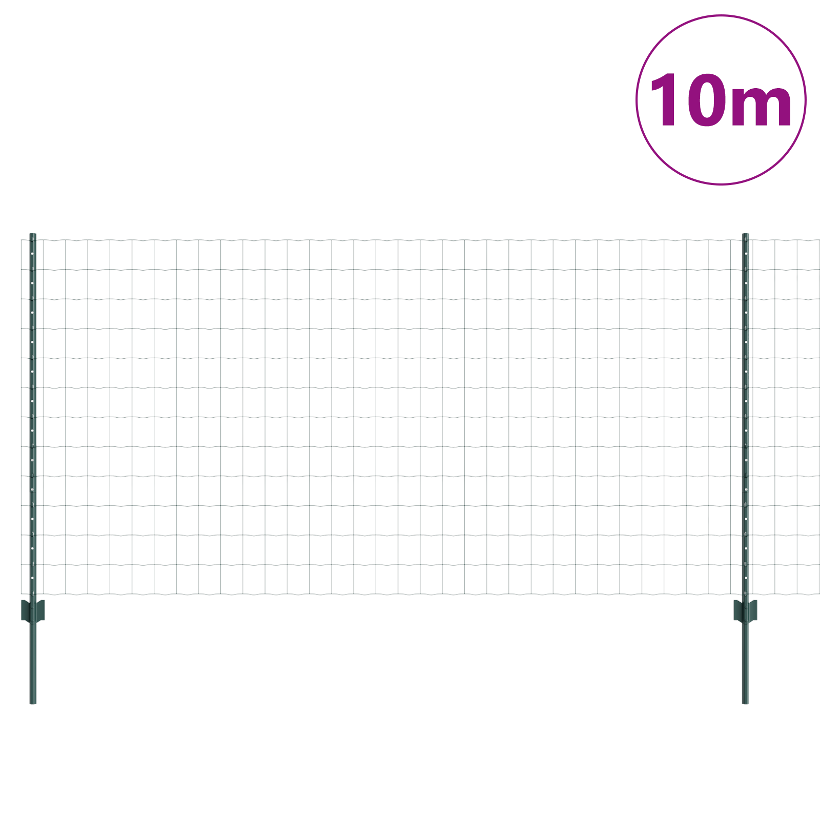 Recinzione Euro con 5 Pali U Verde 1.2x10 m Acciaio