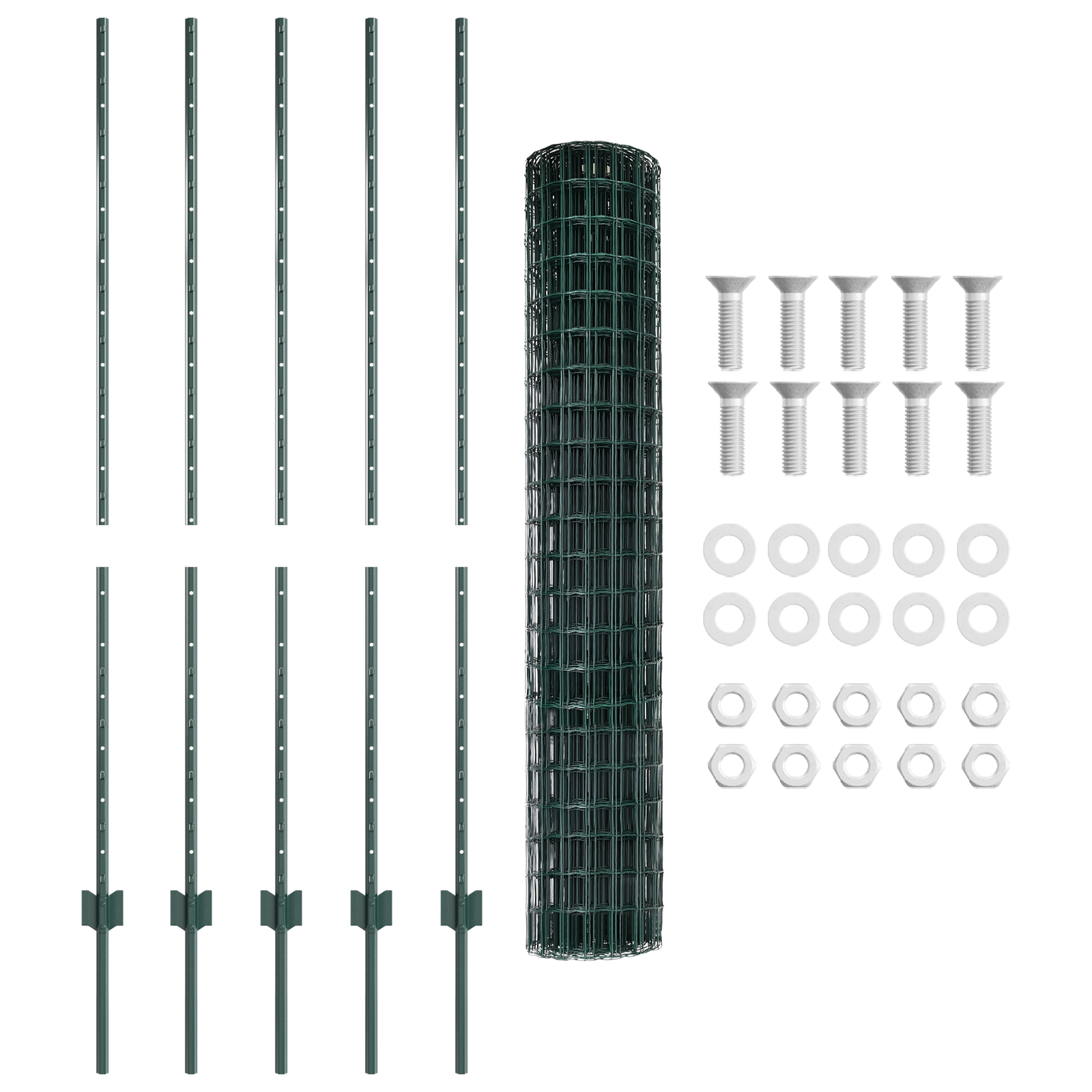 Recinzione Euro con 5 Post U Verde 1.4x10 m Acciaio