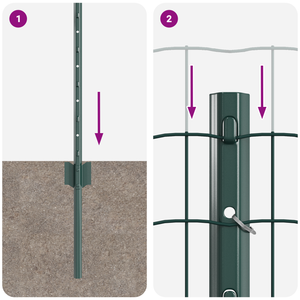 Recinzione Euro con 11 Pali Verde 0,6x25 m Acciaio