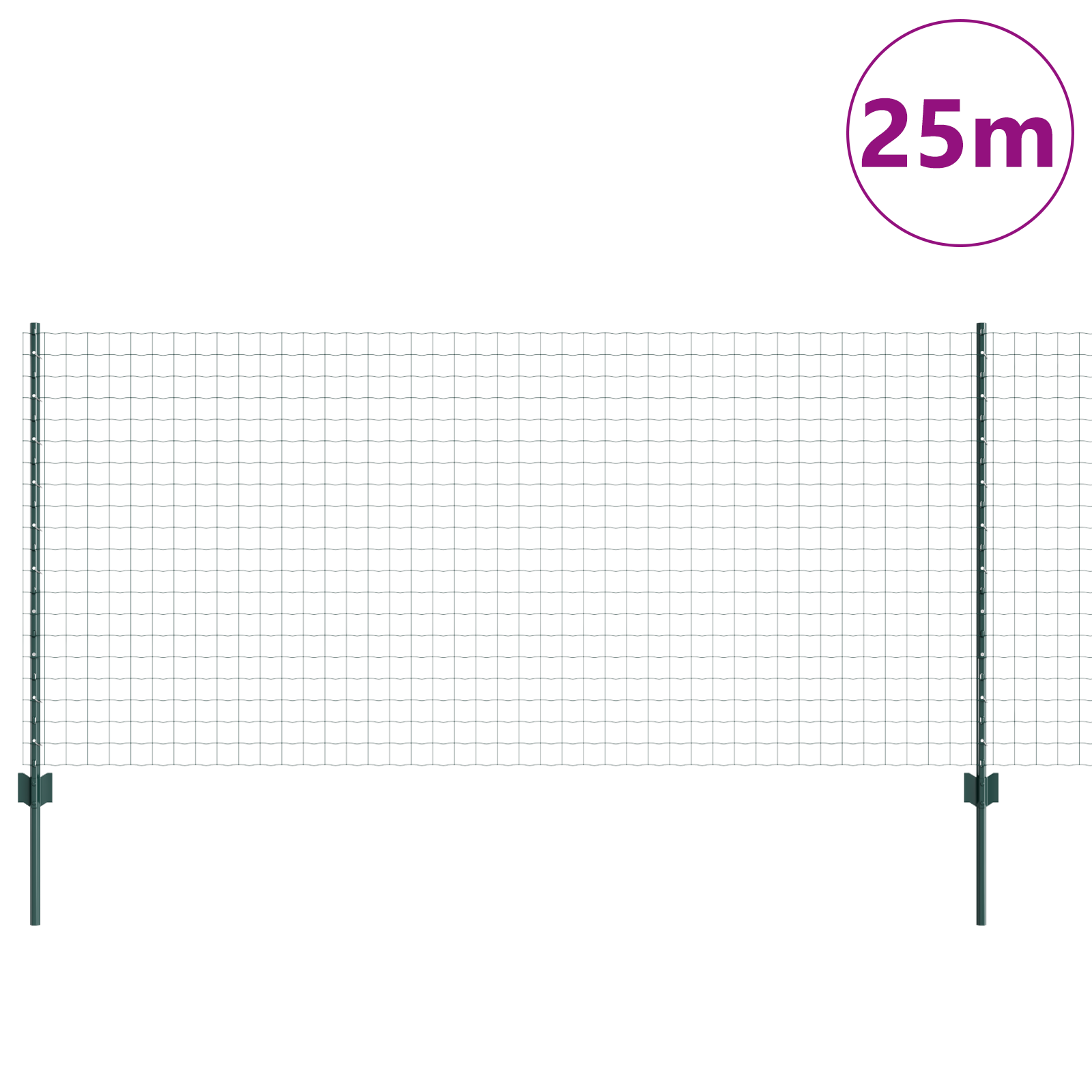 Recinzione Euro con 11 Pali Verde 1x25 m Acciaio