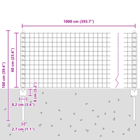 Recinzione Euro con 5 U Post Grigi 0.6x10 m in Acciaio