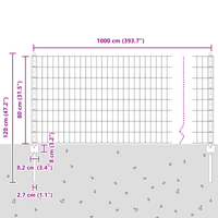 Recinzione Euro con 5 Pali Grigi 0,8x10 m Acciaio