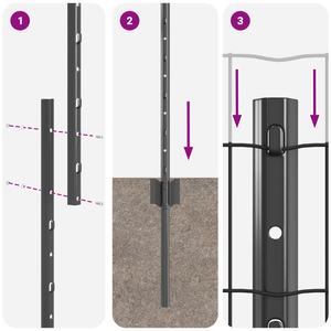 Euro Fence con 10 Post U Grigio 1x10 m Acciaio