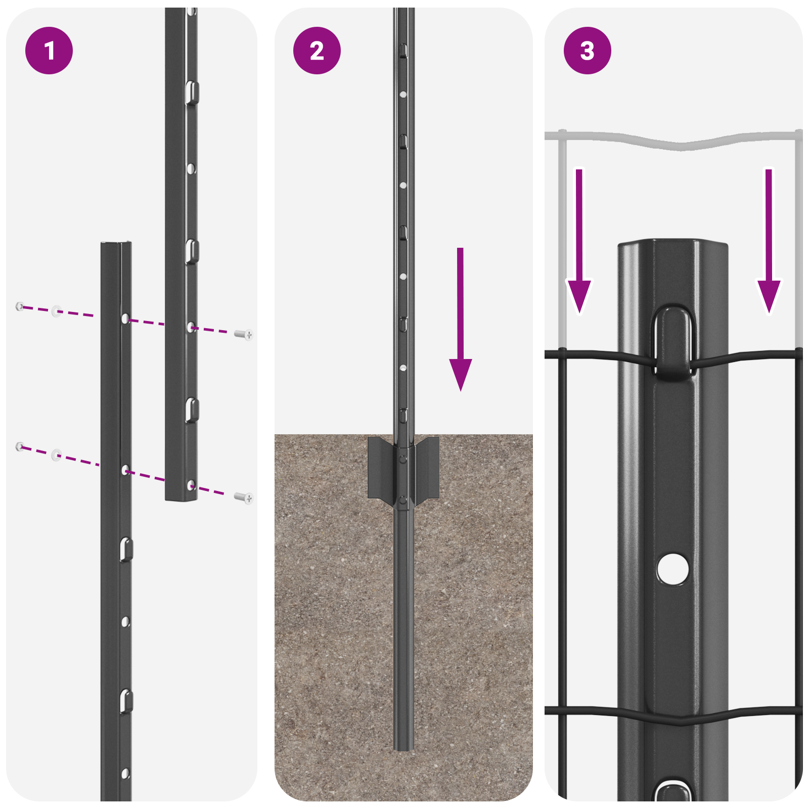 Euro Fence con 10 U Posts Grigio 1.5x10 m Acciaio