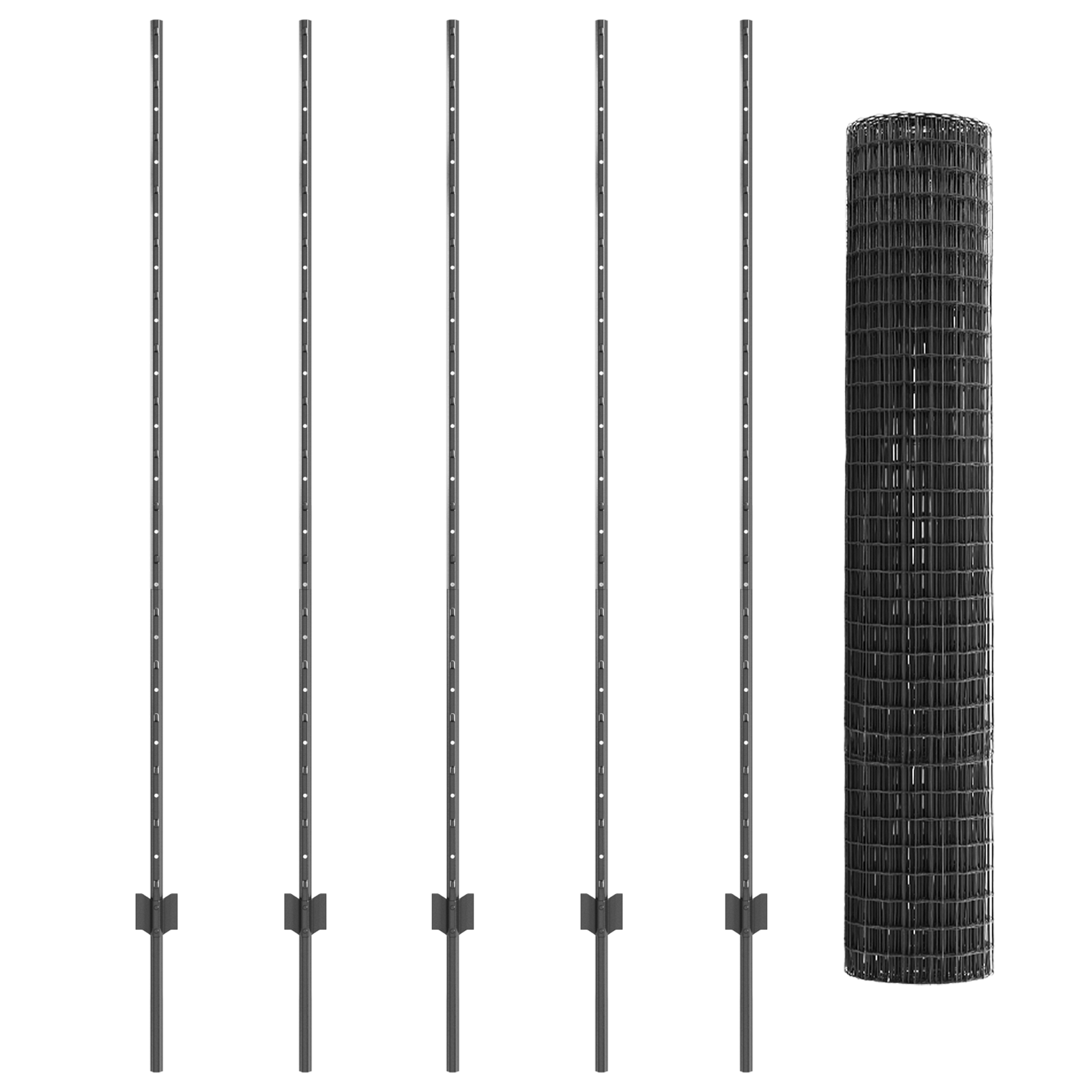 Recinzione Euro con 10 pali grigi 1.5x10 m in acciaio