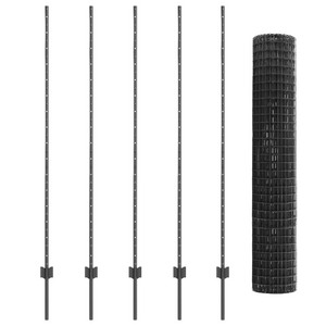 Recinzione Euro con 10 pali a U Grigia 1.6x10 m Acciaio