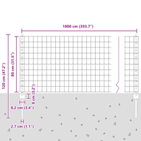 Euro Fence con 5 post in U Grigio 0,8x10 m Acciaio