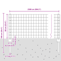 Recinzione Euro con 11 Post Grey 0,6x25 m Acciaio