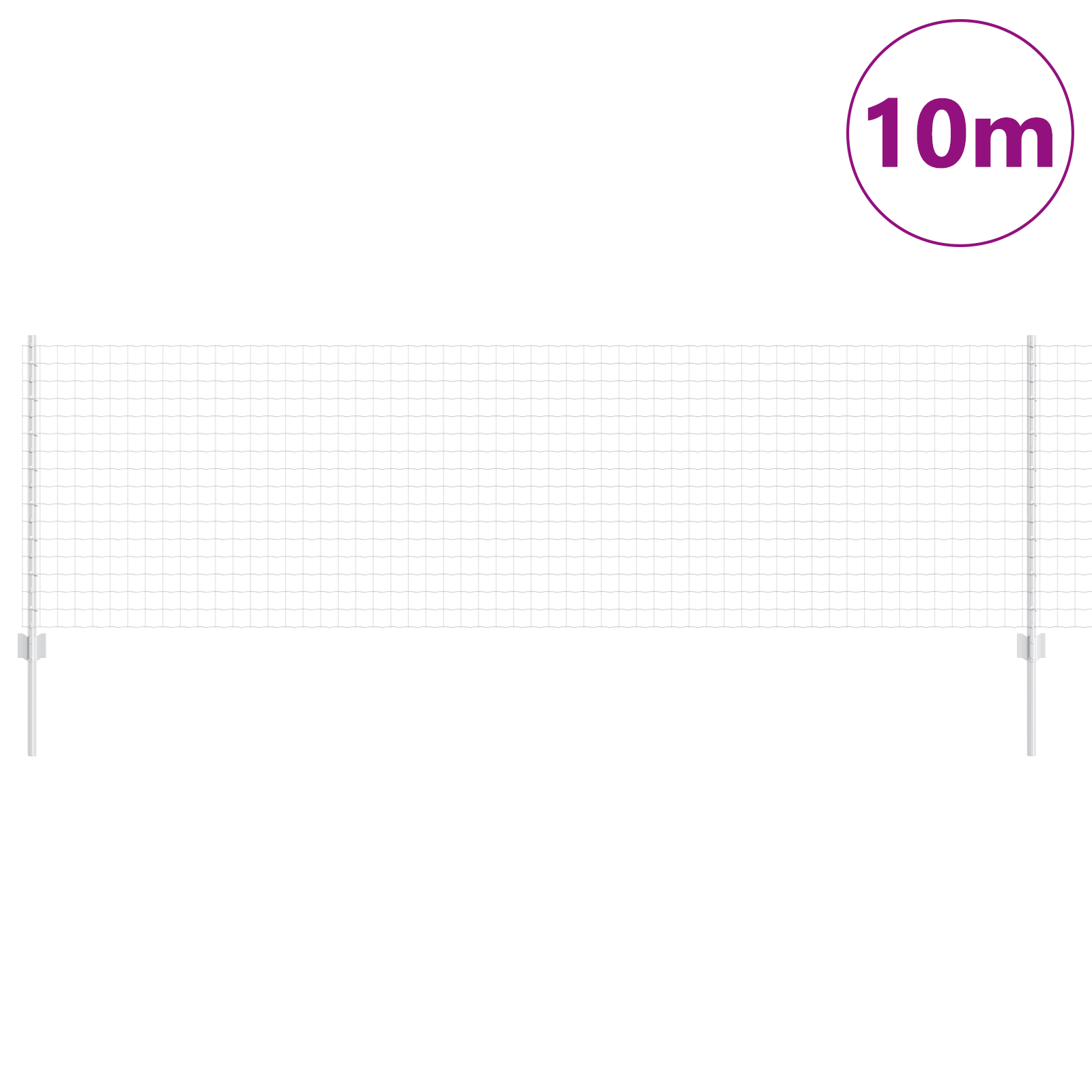 Recinzione Euro con 5 Pali U Silver 0,8x10 m Acciaio