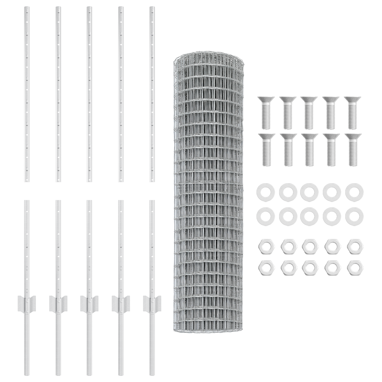 Recinzione Euro con 10 Post Silver 1x10 m Acciaio