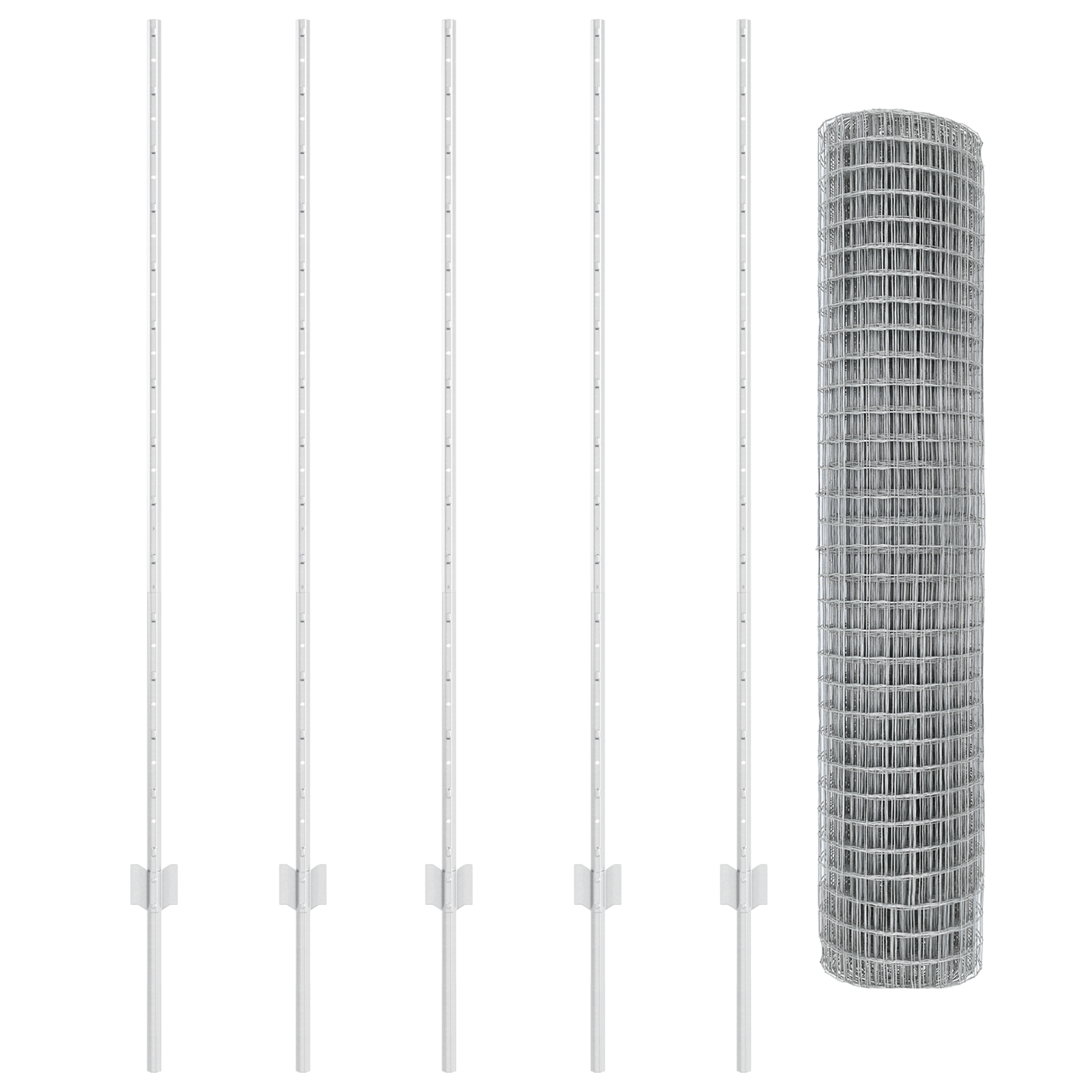 Recinzione Euro con 10 pali U Argento 1,4x10 m Acciaio