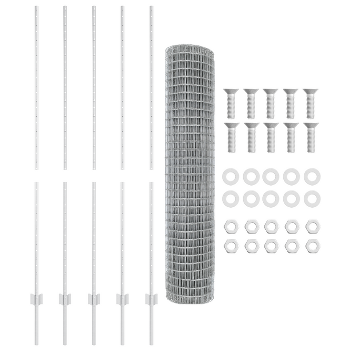 Recinzione Euro con 10 Post in Alluminio Argento 1,5x10 m Acciaio