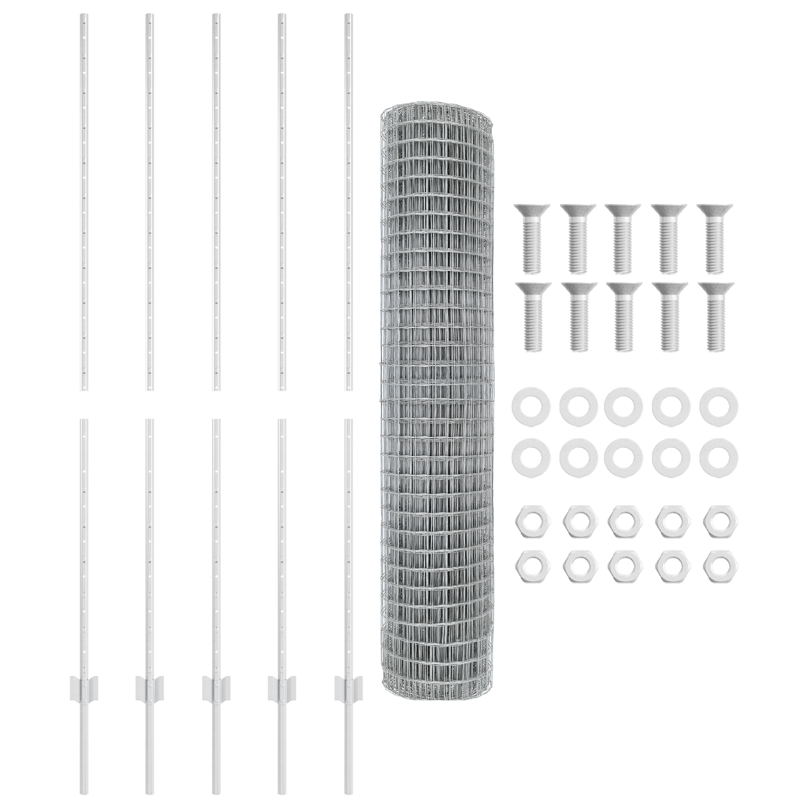 Euro Fence con 10 Pali Argento 1,6x10 m Acciaio