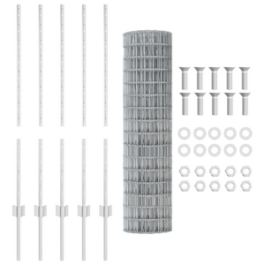 Recinzione Euro con 10 Post in Alluminio Argento 1x10 m Acciaio