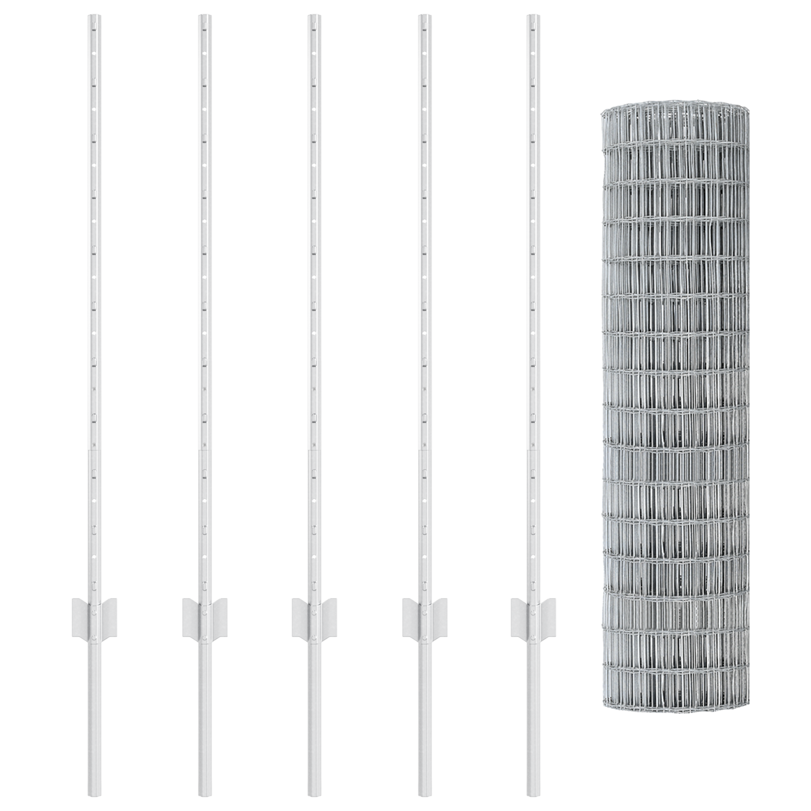 Recinzione Euro con 10 Post in Alluminio Argento 1x10 m Acciaio