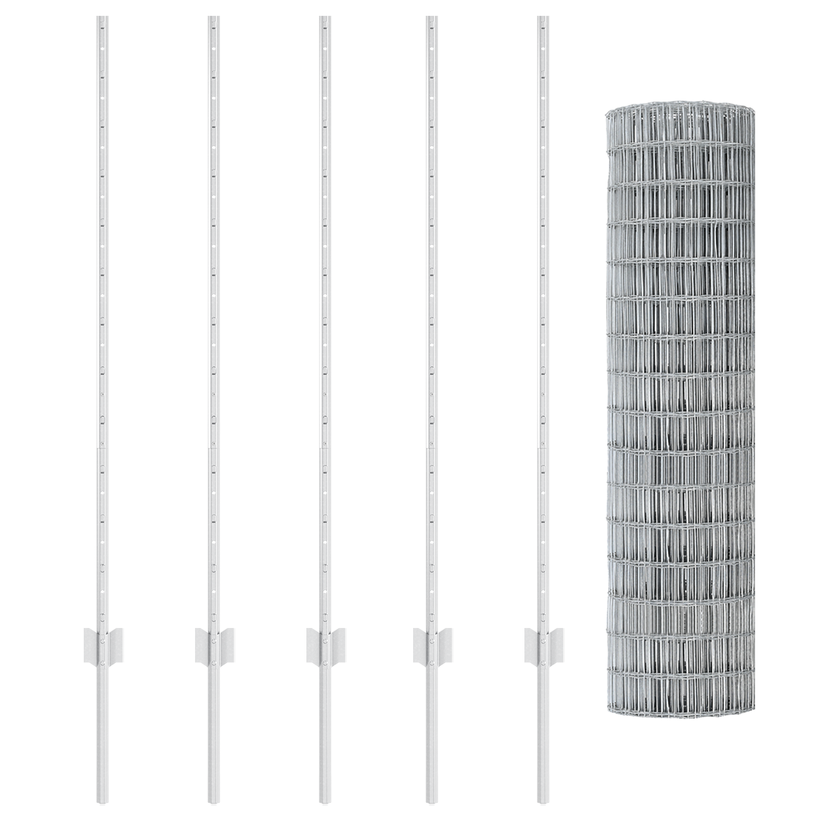 Recinzione Euro con 10 Post in Acciaio Argento 1,2x10 m