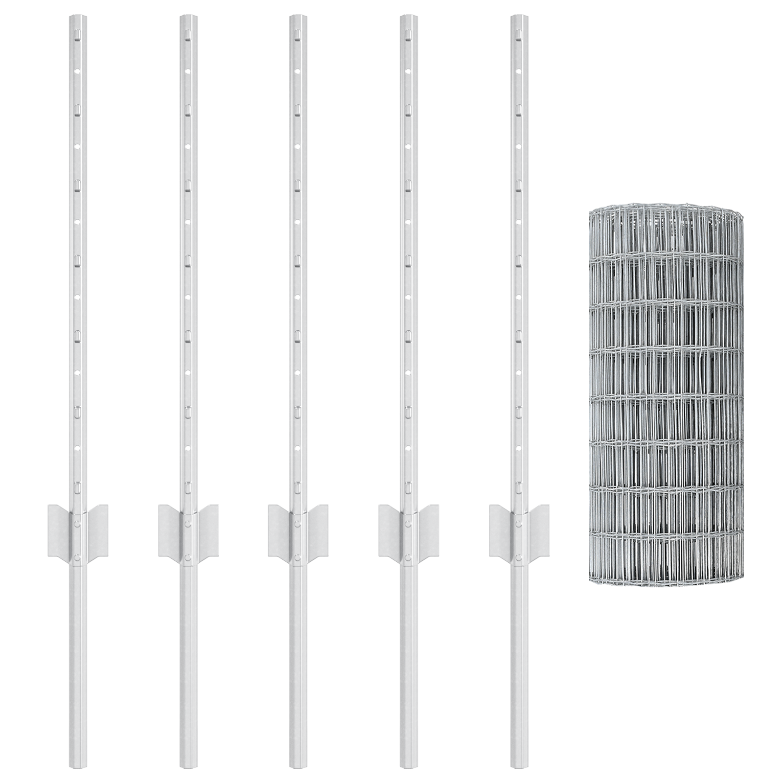 vitaXL Euro Fence con 5 pali U Argento 0,6x10 m Acciaio