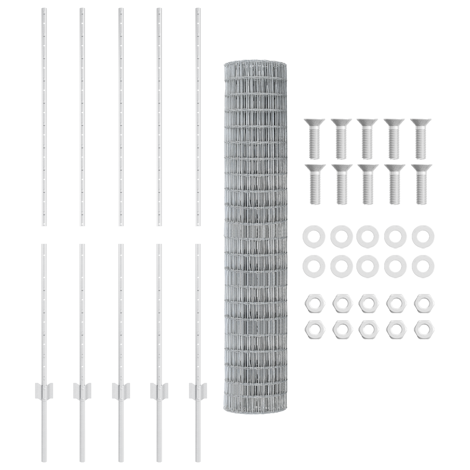 Recinzione Euro con 10 Posta U Argento 1,4x10 m Acciaio