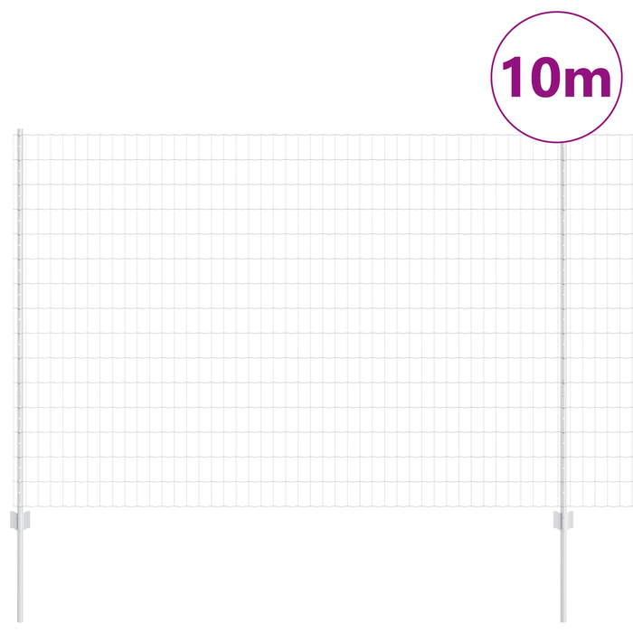 Recinzione Euro con 10 Poste Argento 1,5x10 m Acciaio