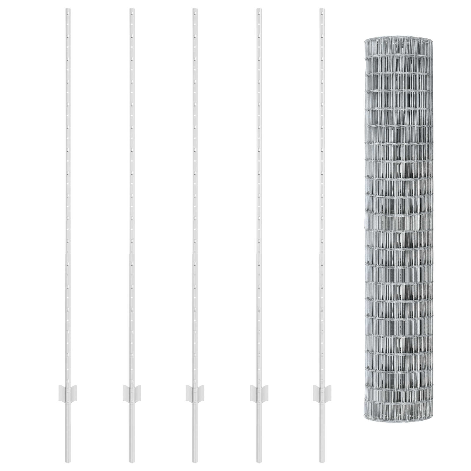 Recinzione Euro con 10 Poste Argento 1,5x10 m Acciaio