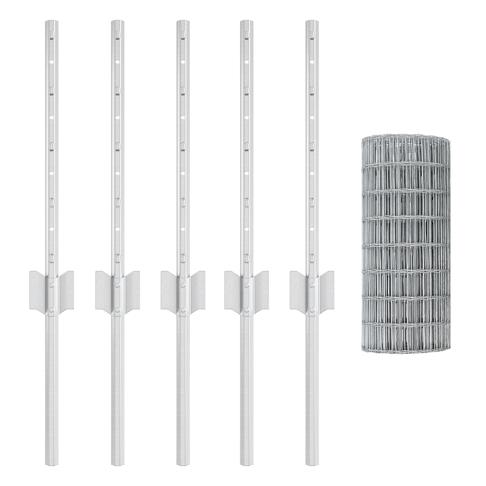 Recinzione Euro con 5 Posti U Argento 0,4x10 m Acciaio