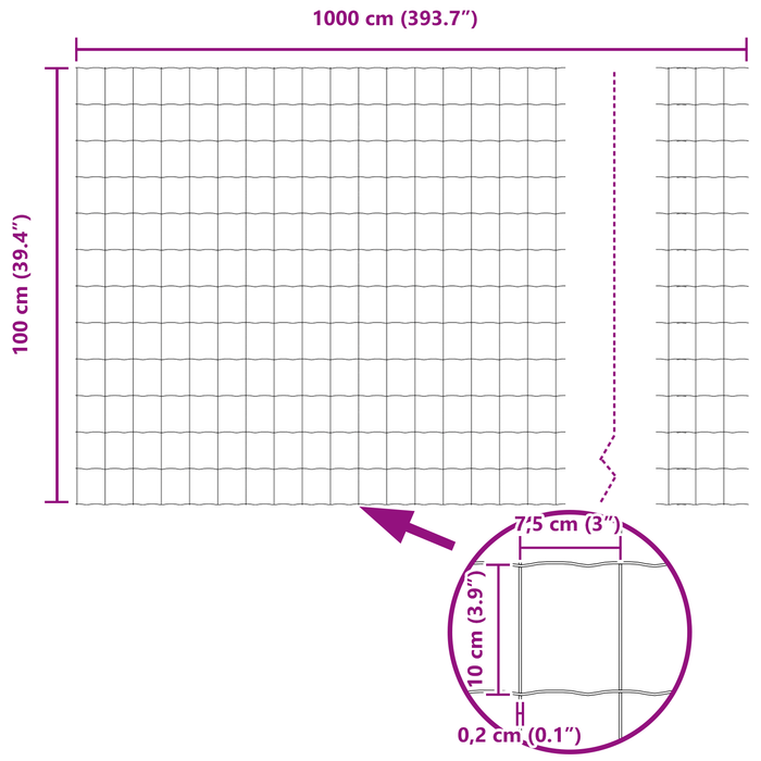 Recinzione Euro con 10 Paletti Argento 1x10 m Acciaio