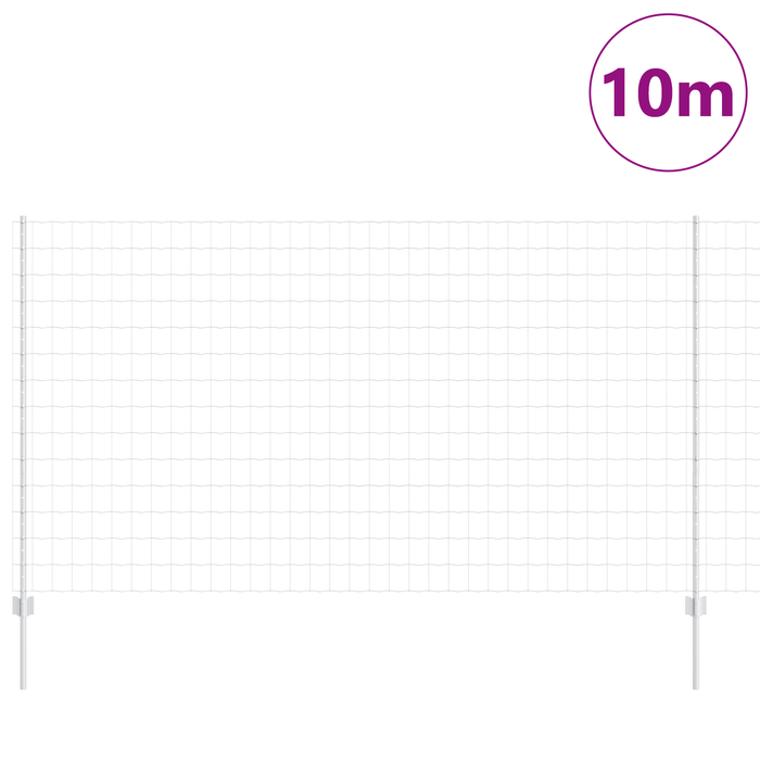 Recinzione Euro con 10 Post in Acciaio Argento 1,4x10 m
