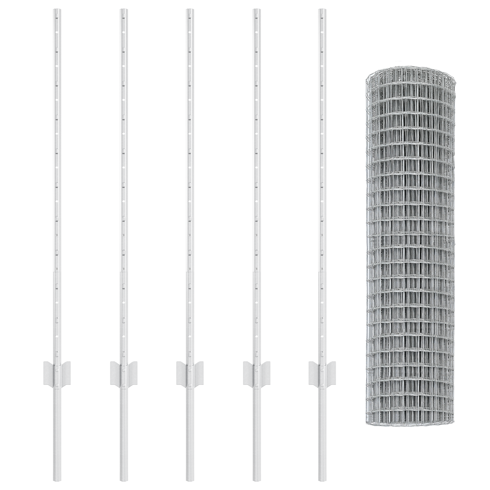 Recinzione Euro con 10 Post U Argento 1x10 m Acciaio