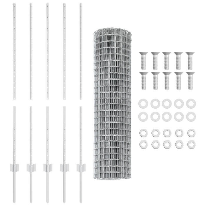 Recinzione Euro con 10 Post in Alluminio Argento 1,2x10 m Acciaio