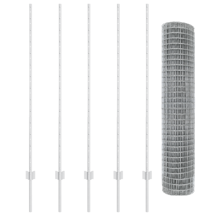 Recinzione Euro con 10 pali Silver 1,4x10 m Acciaio