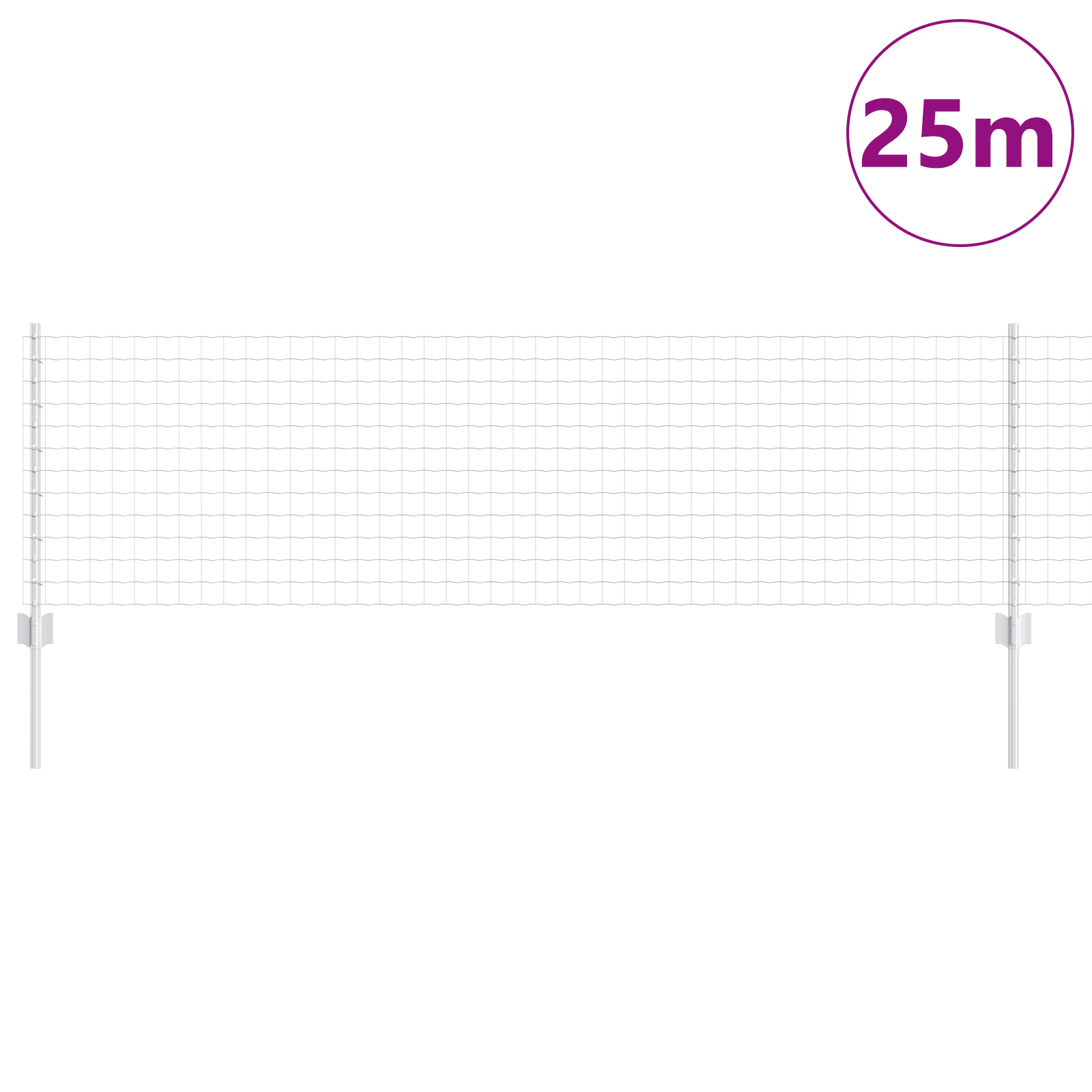 Recinzione Euro con 11 Posta U Argento 0,6x25 m Acciaio