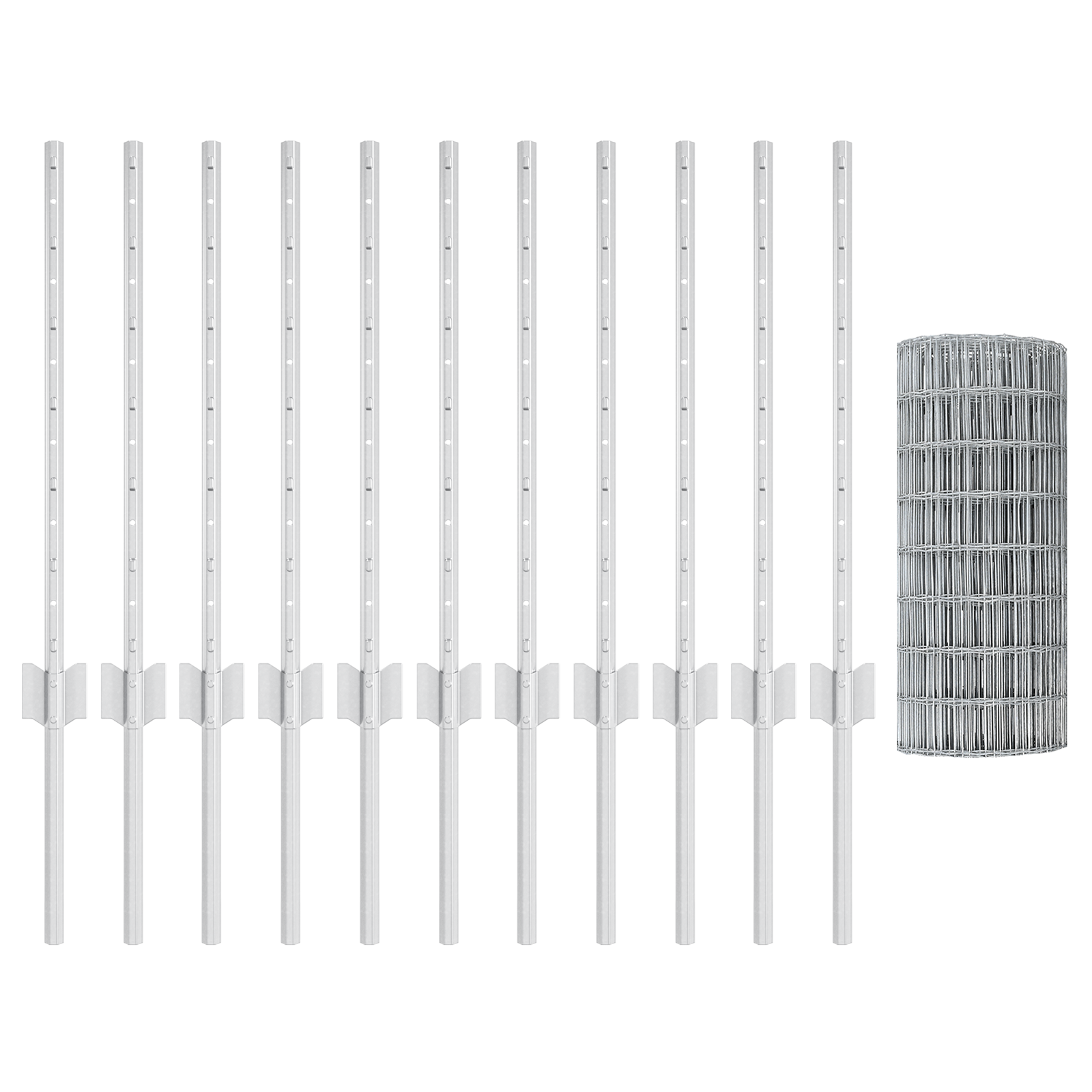 Recinzione Euro con 11 Posti U Argento 0,6x25 m Acciaio
