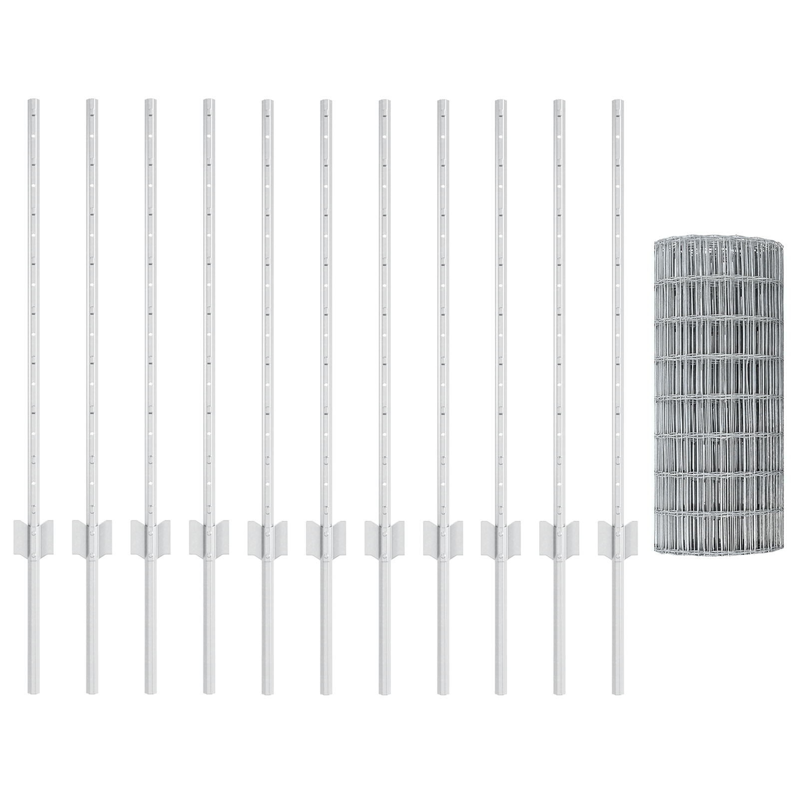 Recinzione Euro con 11 Pali Argento 0,8x25 m Acciaio