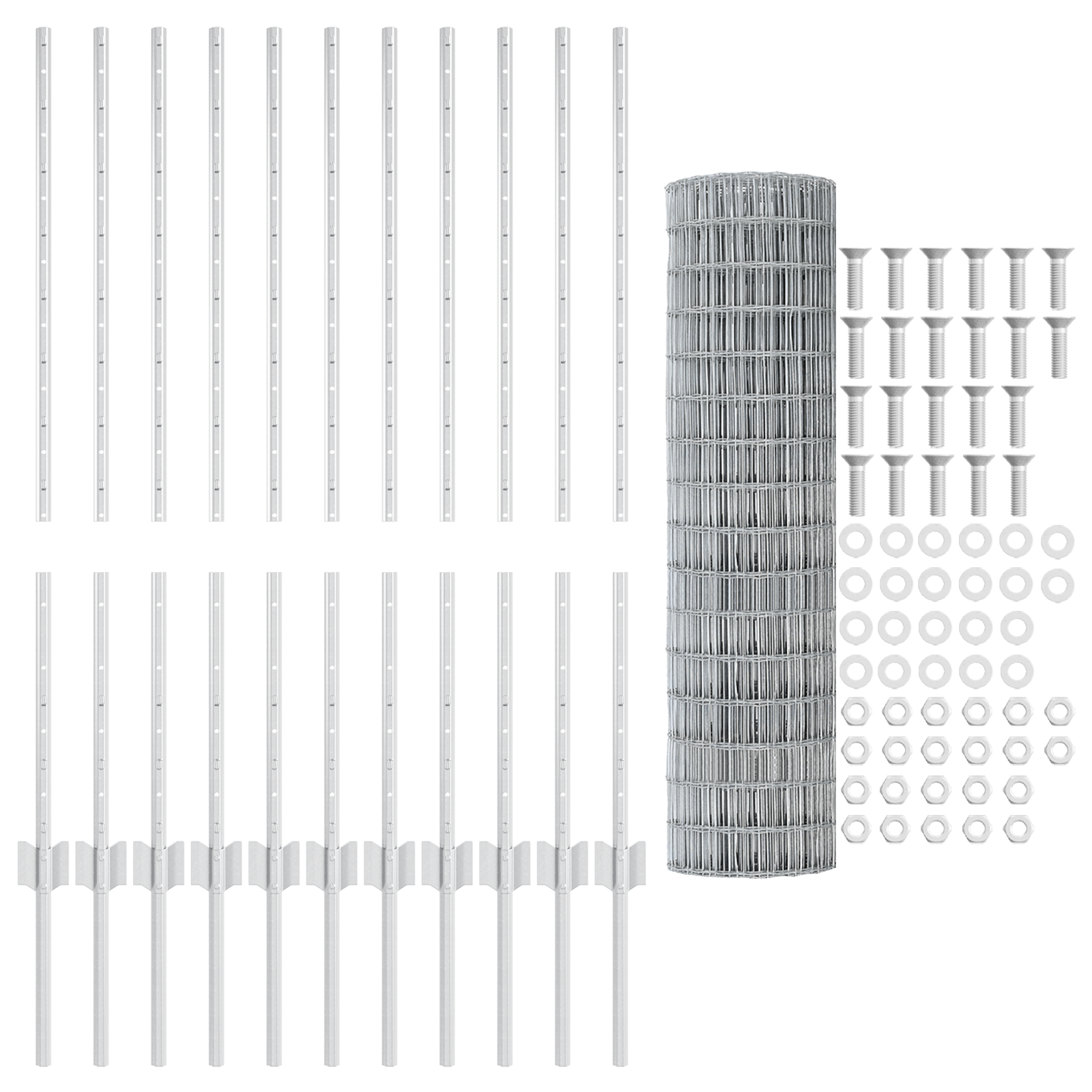 Recinzione Euro con 22 Pali Argento 1x25 m Acciaio