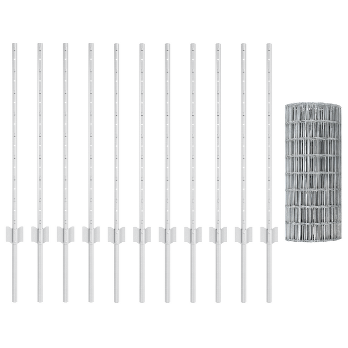 Recinzione euro con 11 pali a U argento 0.8x25 m acciaio