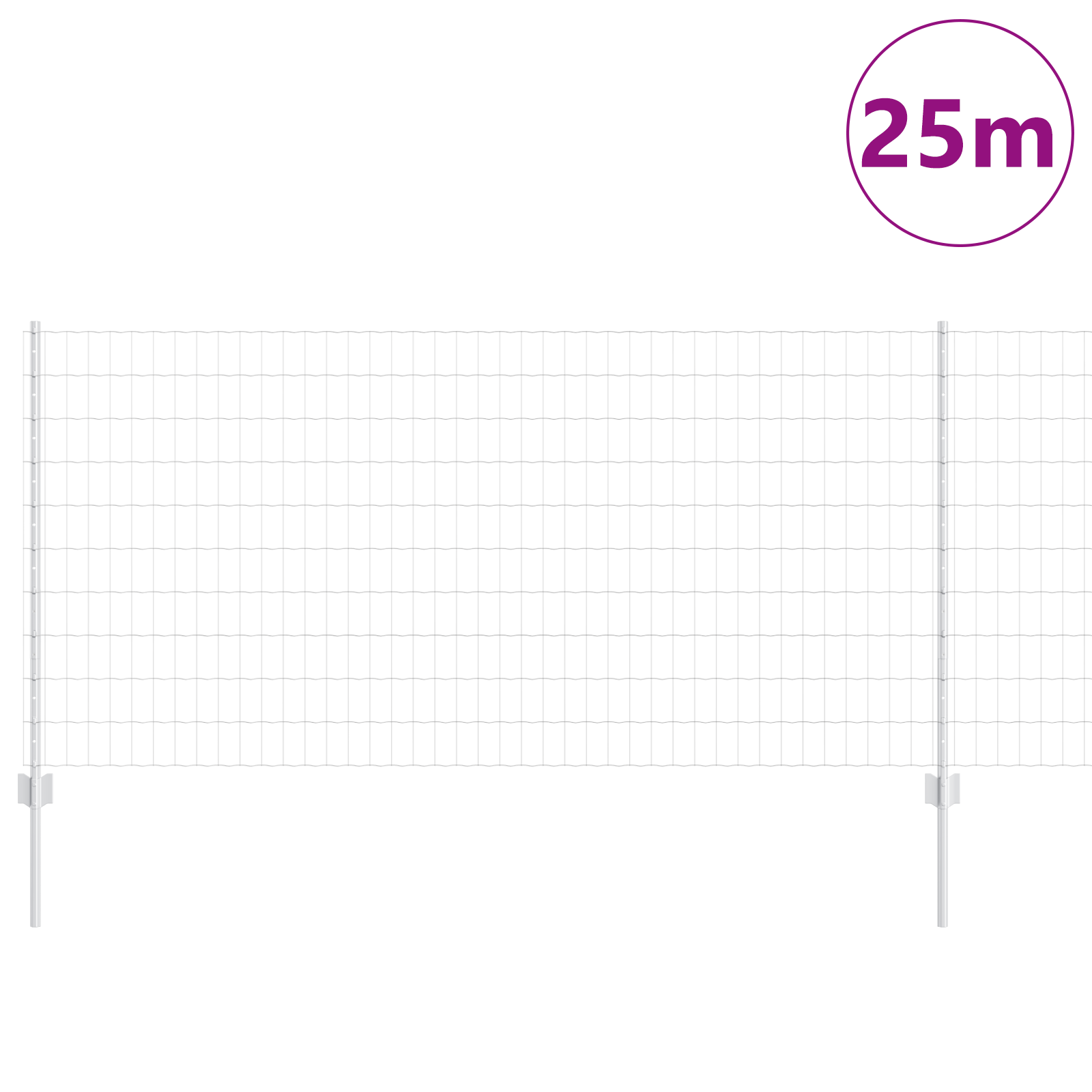 Recinzione Euro con 22 Pali argento 1x25 m Acciaio