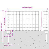 Recinzione Euro con 11 pali a U Argento 0.6x50 m Acciaio