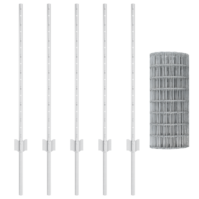 Recinzione Euro con 5 Posti U Argento 0,8x10 m Acciaio