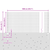 Recinzione Euro con 10 Post in Alluminio Argento 1x10 m Acciaio
