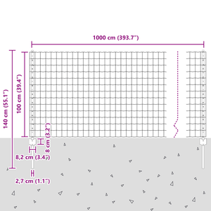 Recinzione Euro con 10 Post in Alluminio Argento 1x10 m Acciaio