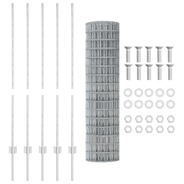 Recinto Euro con 10 Post in Alluminio Argento 1,2x10 m Acciaio