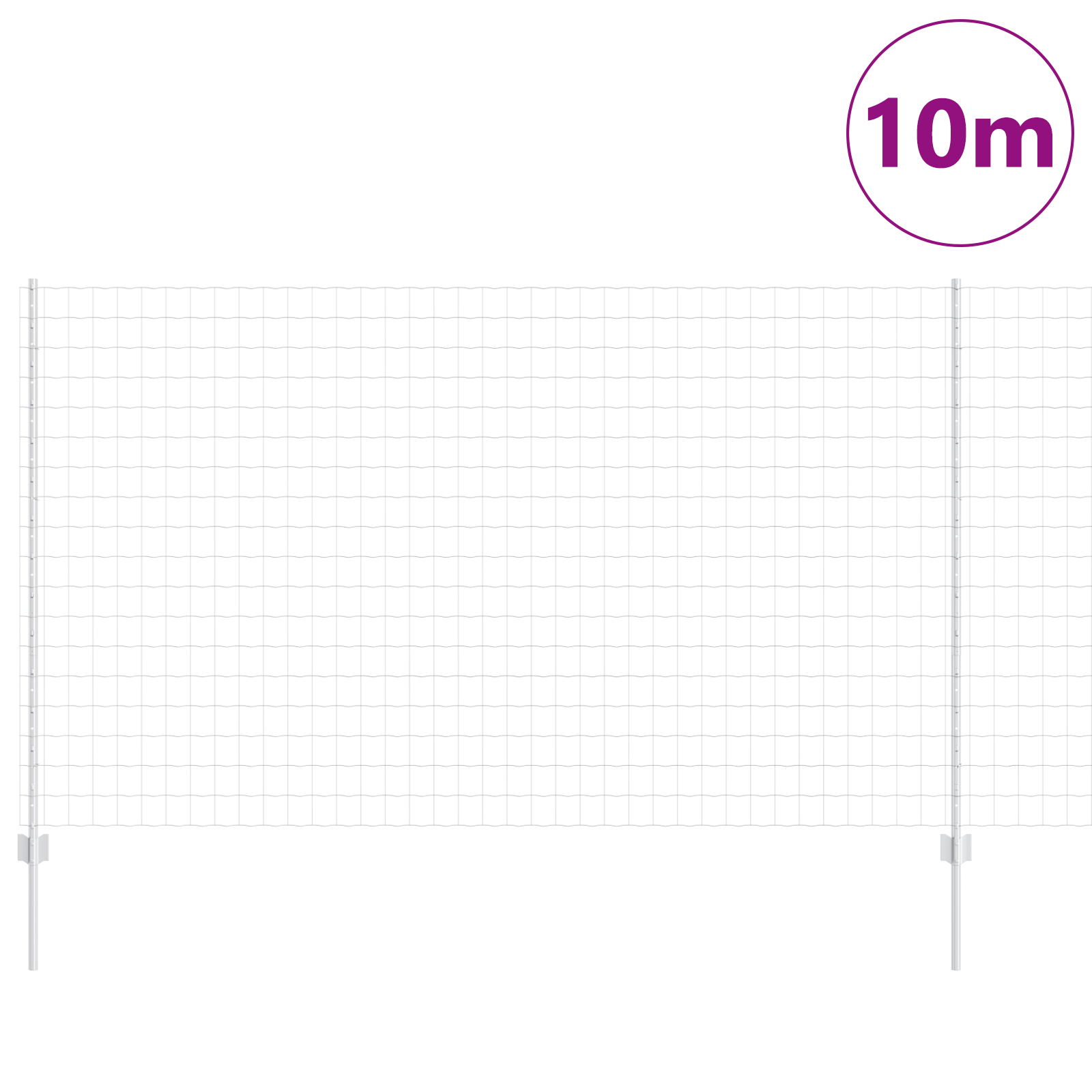 Recinzione Euro con 10 Pali Argento 1,4x10 m Acciaio