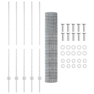 Recinzione Euro con 10 Pali Argento 1,4x10 m Acciaio